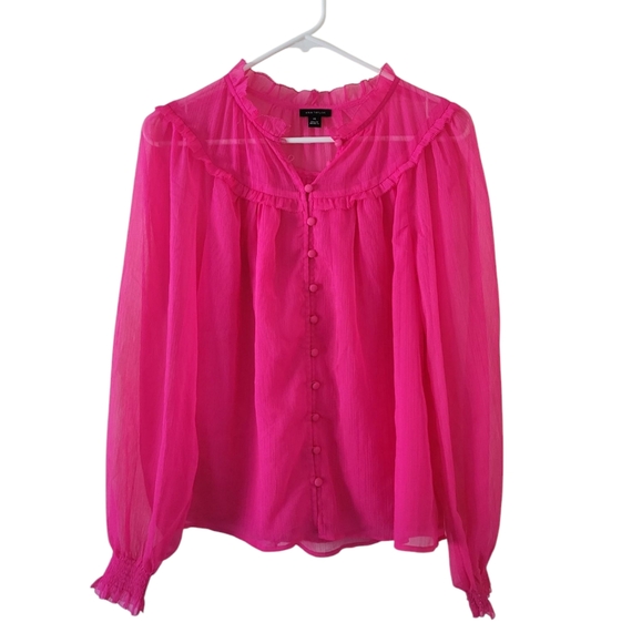 Ann Taylor Fuchsia Ruffled Blouse - Picture 2 of 10